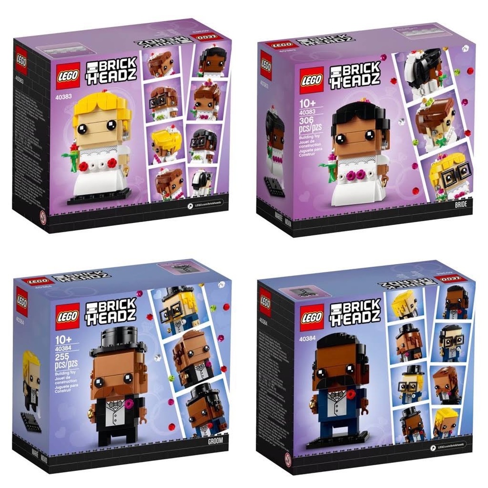 NEW IN BOX! Lego Brickheadz Bride and Groom with different skin tones